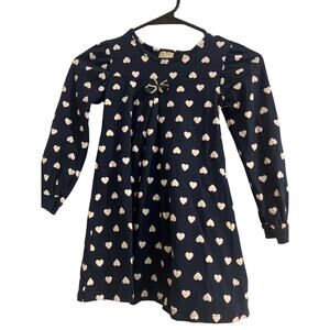 Milon Size 6 navy long sleeve girls dress with hearts